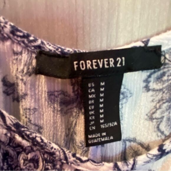 Forever 21 Boho Blue and Cream Tunic Mini Dress Medium - Picture 3 of 6